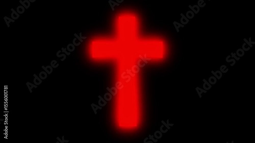  Red Neon Cross Animation with Breathing Glow