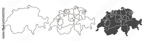 Switzerland map – vector illustration of cantons and political borders