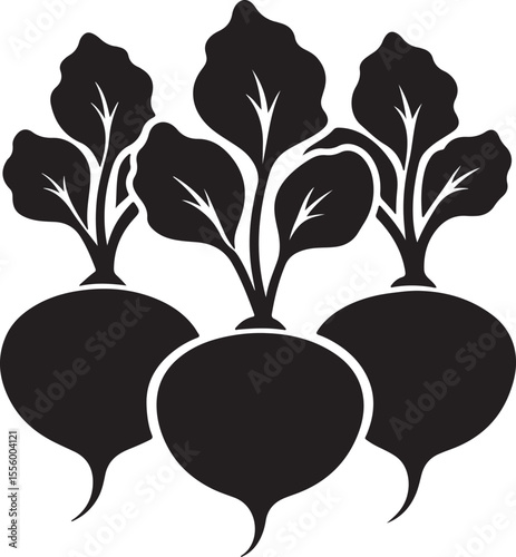 radishes silhouette, black and white silhouette, vector and illustration