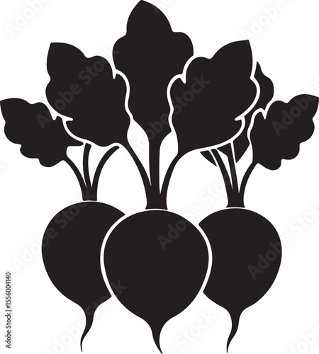 radishes silhouette, black and white silhouette, vector and illustration