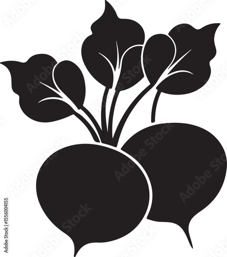 radishes silhouette, black and white silhouette, vector and illustration