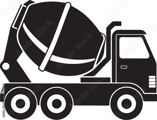 concrete mixer machine silhouette, black and white silhouette, vector and illustration