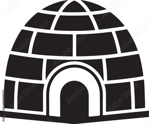 igloo silhouette, black and white silhouette, vector and illustration