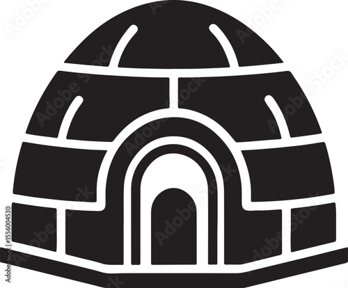 igloo silhouette, black and white silhouette, vector and illustration