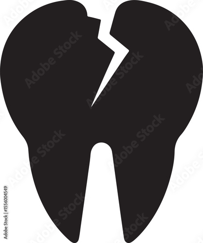 broken tooth silhouette, black and white silhouette, vector and illustration