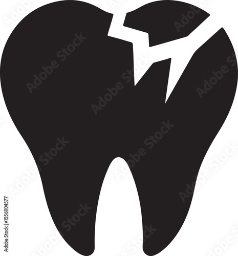 broken tooth silhouette, black and white silhouette, vector and illustration