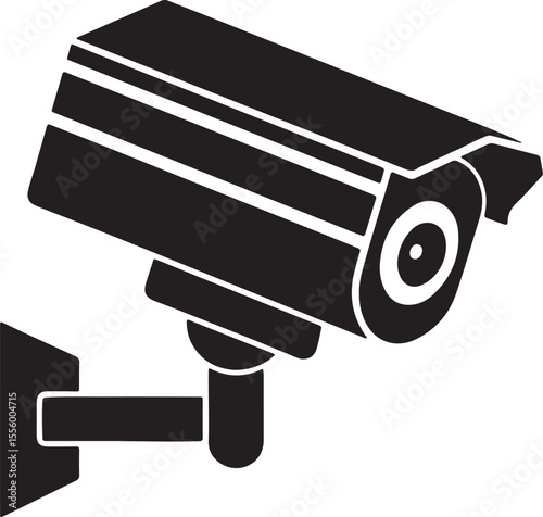 security cctv camera silhouette, black and white silhouette, vector and illustration