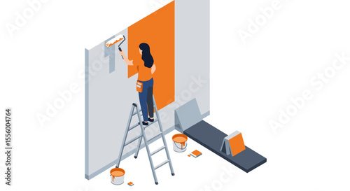 Home renovation concept vector illustration for diy projects in isometric style
