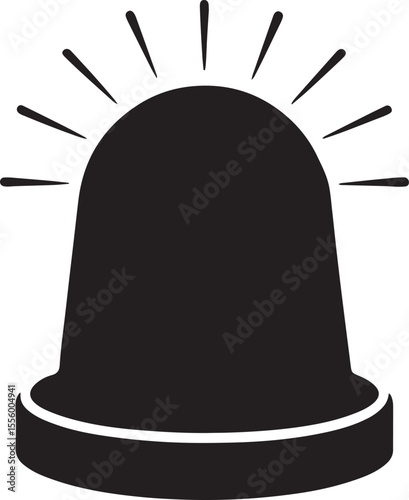 flashing red siren silhouette, black and white silhouette, vector and illustration
