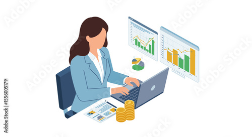 Business analytics and financial strategy vector illustration for flat design projects