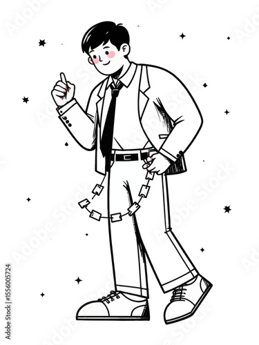 businessman with broken chains illustration on white background 