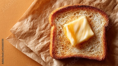 a single piece of lightly toasted bread with a thin layer of butter