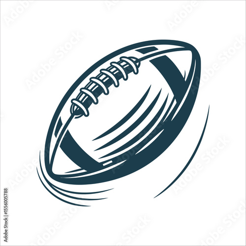 Stylized Football in Motion, Vector Illustration Football in Mid Air Spiral laces visible dynamic angle