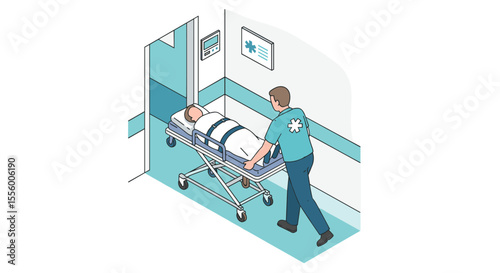 Emergency medical care concept: hospital vector illustration in flat style for healthcare design