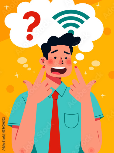 Businessman confused no wifi internet signal problem Professional person shrugging helpless frustrated 