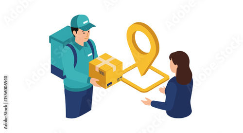 Delivery service concept vector illustration for online shopping and logistic solutions in isometric style