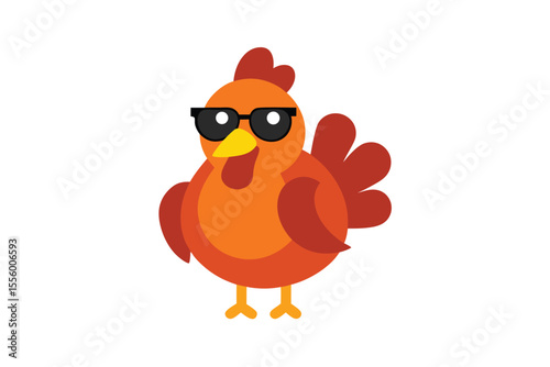 Funny Thanksgiving Turkey Wearing Sunglasses Illustration comical illustration