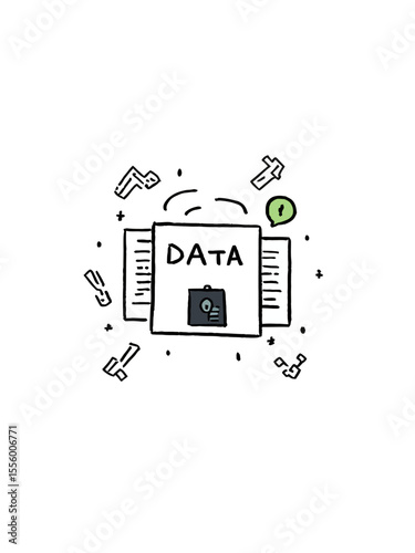 Cybersecurity concept with locked digital data illustration on white background 