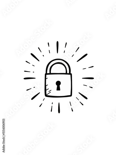 Cybersecurity concept with locked digital data illustration on white background 