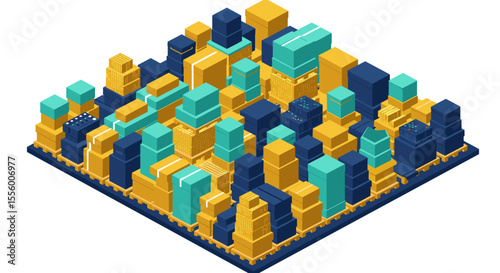 Isometric cityscape vector illustration: vibrant 3d design for posters and prints