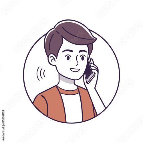 Smiling Boy on Phone Call