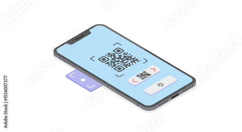 Qr code payment technology in modern smartphone vector illustration for digital finance design