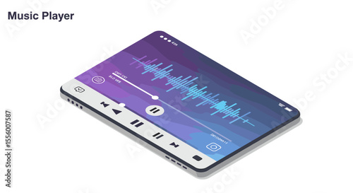 Isometric music player vector illustration for digital design and media