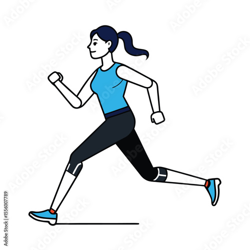 Running Woman: A stylized illustration of a woman jogging, showcasing a healthy and active lifestyle.