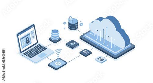 Cloud computing network vector illustration: technology concept for digital connectivity design