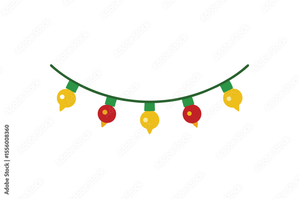 Fototapeta premium Christmas Garland with Bells Icon Design for Holiday Decorations