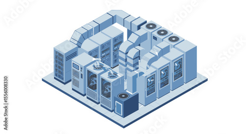 Isometric data center design vector illustration for tech theme