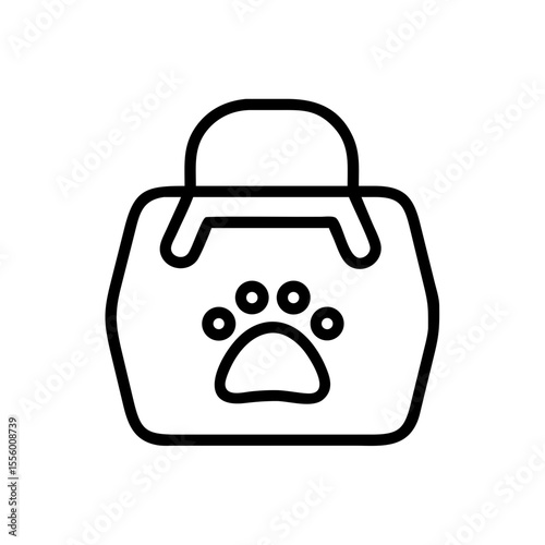 Pet carrier bag with paw print in minimalist line design  