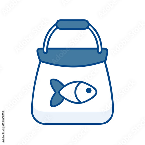 Fish bag icon with handle in blue color  