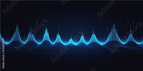Abstract blue wave with an EKG heart monitor line illustrating a digital health pulse