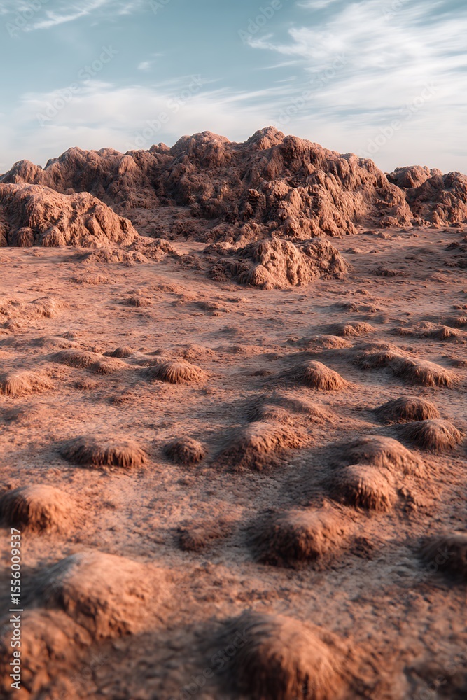 Fototapeta premium Barren hills beneath a pale blue sky