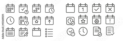 Calendar icons representing different tasks, deadlines, and scheduling activities in a minimalistic design style
