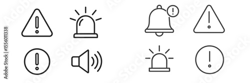 Various warning and alert icons displayed on a minimal background highlighting important notifications and signals through symbols