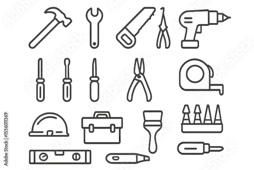 Tools for home improvement projects arranged neatly on a flat surface in a well-lit workspace
