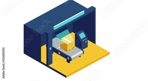 Automated parcel sorting: isometric vector illustration for logistics design and warehouse automation concepts