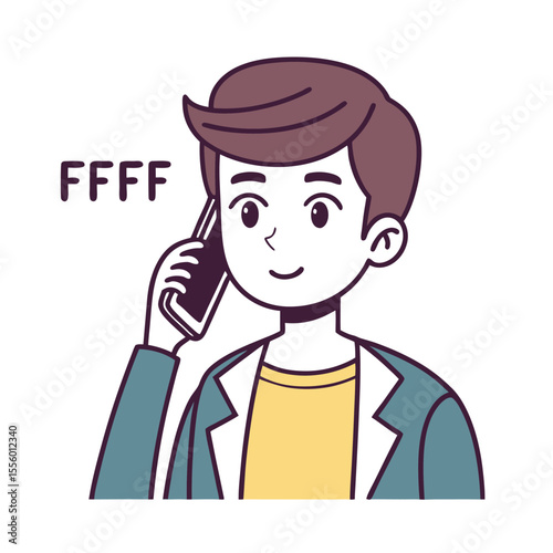 Friendly Chat: A cheerful individual engages in a phone conversation, conveying a warm and approachable presence, showcasing modern communication.