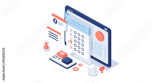Online voting system isometric vector illustration for digital election concepts