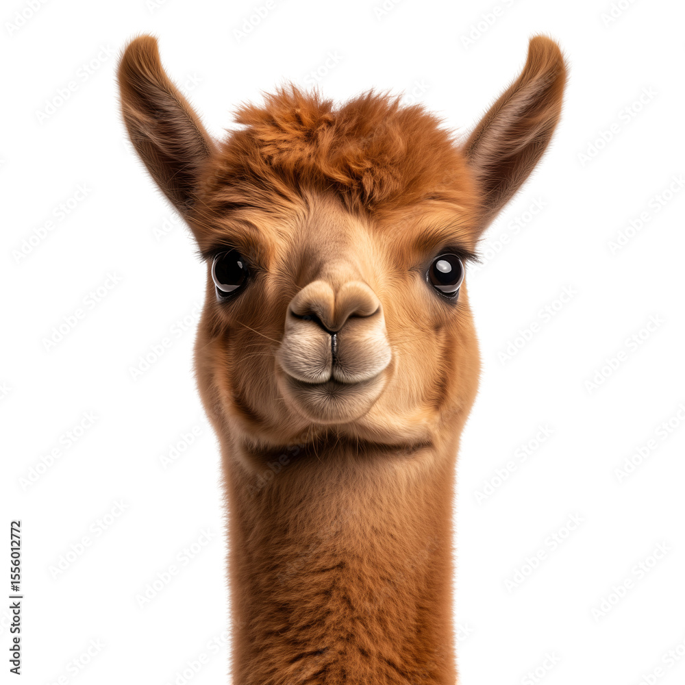 Fototapeta premium portrait of llama portrait isolated on a transparent background 