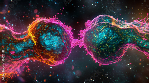 Cellular fusion process microscopic level digital art abstract environment artistic viewpoint science concept