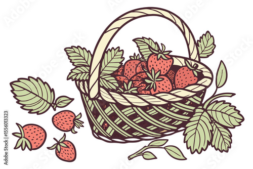 Vibrant Vector Illustration of a Wicker Basket Filled with Colorful Items