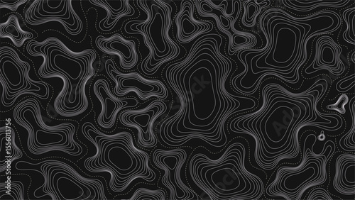 Modern topography abstract map in grey lines and black background template