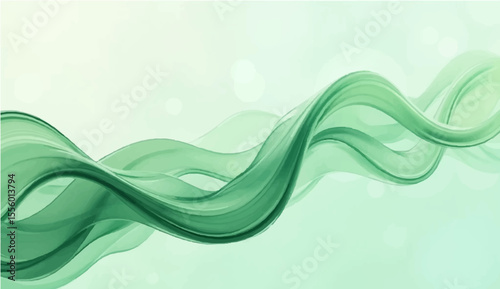 Abstract green  waves flow in a curvy, smoky line pattern, creating a vibrant vector illustration for a tech-inspired backdrop design