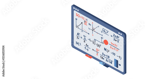 Isometric math equations vector illustration for educational design