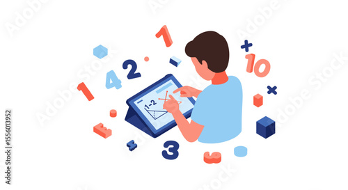Mathematics learning vector illustration: flat style design for educational content