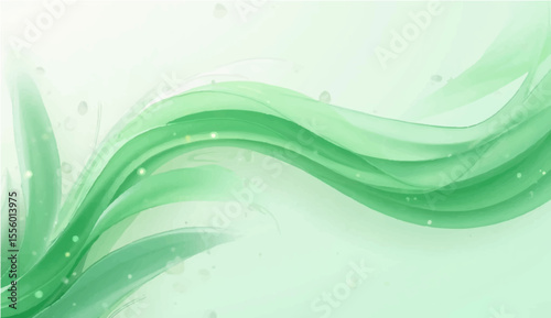 Abstract green wave background with curved lines and light design elements