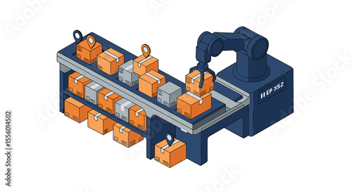 Warehouse automation vector illustration: isometric design for logistics and robotics concept